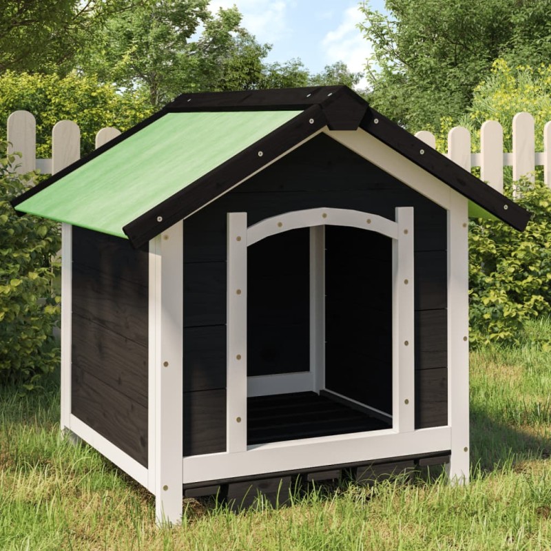 vidaXL Hundehütte Grau 65x65x61,5 cm Massivholz Kiefer vidaXL Hundehütte Grau 65x65x61,5 cm Massivholz Kiefer