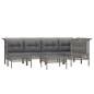 vidaXL 7-tlg. Garten-Lounge-Set mit Kissen Grau Poly Rattan vidaXL 7-tlg. Garten-Lounge-Set mit Kissen Grau Poly Rattan