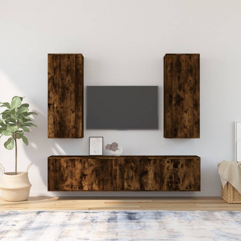 vidaXL 5-tlg. TV-Schrank-Set Räuchereiche Holzwerkstoff vidaXL 5-tlg. TV-Schrank-Set Räuchereiche Holzwerkstoff