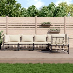 vidaXL 5-tlg. Garten-Lounge-Set mit Kissen Anthrazit Poly Rattan
