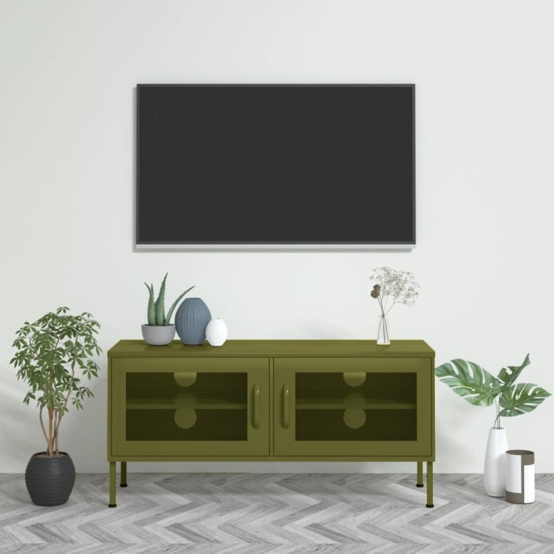vidaXL TV-Schrank Olivgrün 105x35x50 cm Stahl vidaXL TV-Schrank Olivgrün 105x35x50 cm Stahl