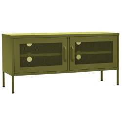 vidaXL TV-Schrank Olivgrün 105x35x50 cm Stahl    