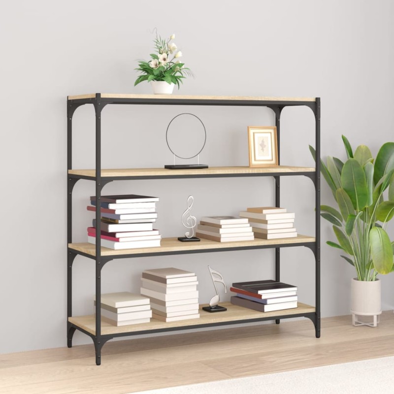 vidaXL Bücherregal Sonoma-Eiche 100x33x100 cm Holzwerkstoff und Stahl vidaXL Bücherregal Sonoma-Eiche 100x33x100 cm Holzwerkstoff und Stahl