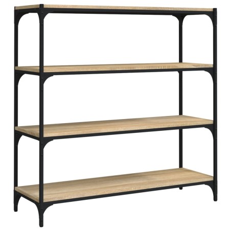vidaXL Bücherregal Sonoma-Eiche 100x33x100 cm Holzwerkstoff und Stahl