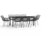 vidaXL 9-tlg. Garten-Essgruppe Schwarz Poly Rattan
