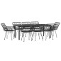 vidaXL 9-tlg. Garten-Essgruppe Schwarz Poly Rattan