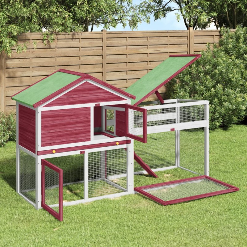 vidaXL Kaninchenstall Rot 185,5x60,5x109,5 cm Massivholz Kiefer vidaXL Kaninchenstall Rot 185,5x60,5x109,5 cm Massivholz Kiefer
