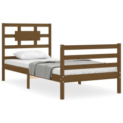 vidaXL Massivholzbett mit Kopfteil Honigbraun 100x200 cm