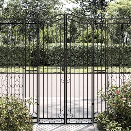 vidaXL Gartentor Schwarz 121x8x180 cm Schmiedeeisen 