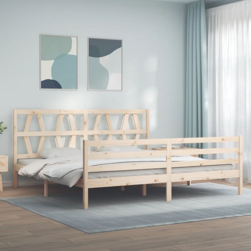 vidaXL Massivholzbett mit Kopfteil 200x200 cm vidaXL Massivholzbett mit Kopfteil 200x200 cm