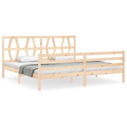 vidaXL Massivholzbett mit Kopfteil 200x200 cm