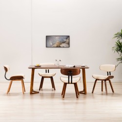 Esszimmerstühle 4 Stk. Creme Bugholz und Kunstleder