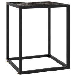 vidaXL Couchtisch Schwarz mit Schwarzem Glas in Marmor-Optik 40x40x50