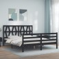 vidaXL Massivholzbett mit Kopfteil Schwarz vidaXL Massivholzbett mit Kopfteil Schwarz