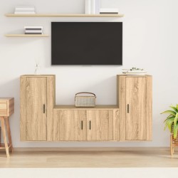 vidaXL 3-tlg. TV-Schrank-Set Sonoma-Eiche Holzwerkstoff