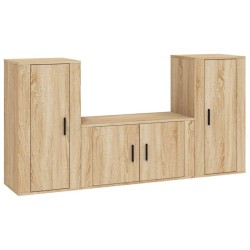 vidaXL 3-tlg. TV-Schrank-Set Sonoma-Eiche Holzwerkstoff