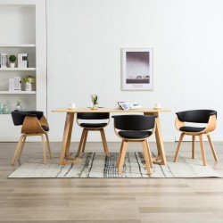vidaXL Esszimmerstühle 4 Stk. Schwarz Bugholz und Kunstleder 