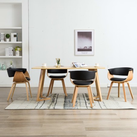 vidaXL Esszimmerstühle 4 Stk. Schwarz Bugholz und Kunstleder 