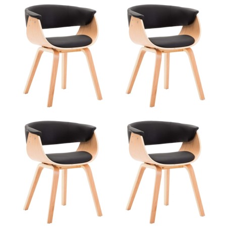 vidaXL Esszimmerstühle 4 Stk. Schwarz Bugholz und Kunstleder 