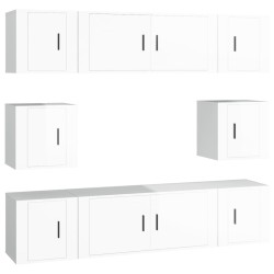 vidaXL 8-tlg. TV-Schrank-Set Hochglanz-Weiß Holzwerkstoff