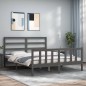 vidaXL Massivholzbett mit Kopfteil Grau 160x200 cm vidaXL Massivholzbett mit Kopfteil Grau 160x200 cm