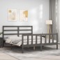 vidaXL Massivholzbett mit Kopfteil Grau 160x200 cm vidaXL Massivholzbett mit Kopfteil Grau 160x200 cm