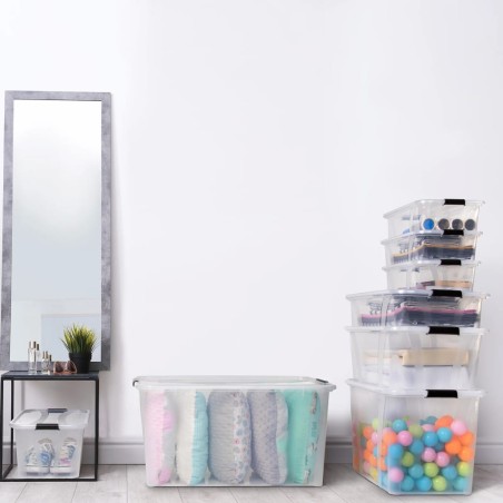 vidaXL Aufbewahrungsboxen mit Deckeln 2 Stk. Transparent 14 L