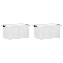 vidaXL Aufbewahrungsboxen mit Deckeln 2 Stk. Transparent 14 L