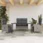 vidaXL 4-tlg. Garten-Essgruppe mit Kissen Grau Poly Rattan vidaXL 4-tlg. Garten-Essgruppe mit Kissen Grau Poly Rattan