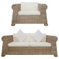 2-tlg. Sofagarnitur mit Kissen Natur Rattan 2-tlg. Sofagarnitur mit Kissen Natur Rattan