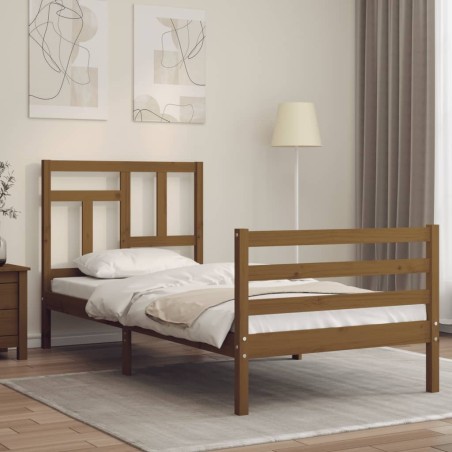 vidaXL Massivholzbett mit Kopfteil Honigbraun 90x200 cm