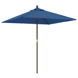 vidaXL Sonnenschirm mit Holzmast Azurblau 198x198x231 cm