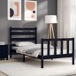vidaXL Massivholzbett mit Kopfteil Schwarz 90x200 cm vidaXL Massivholzbett mit Kopfteil Schwarz 90x200 cm