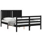 vidaXL Massivholzbett mit Kopfteil Schwarz 140x190 cm vidaXL Massivholzbett mit Kopfteil Schwarz 140x190 cm