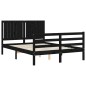 vidaXL Massivholzbett mit Kopfteil Schwarz 140x190 cm vidaXL Massivholzbett mit Kopfteil Schwarz 140x190 cm