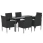 vidaXL 7-tlg. Garten-Essgruppe mit Kissen Schwarz Poly Rattan vidaXL 7-tlg. Garten-Essgruppe mit Kissen Schwarz Poly Rattan