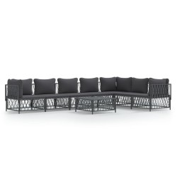 vidaXL 8-tlg. Garten-Lounge-Set mit Kissen Anthrazit Stahl