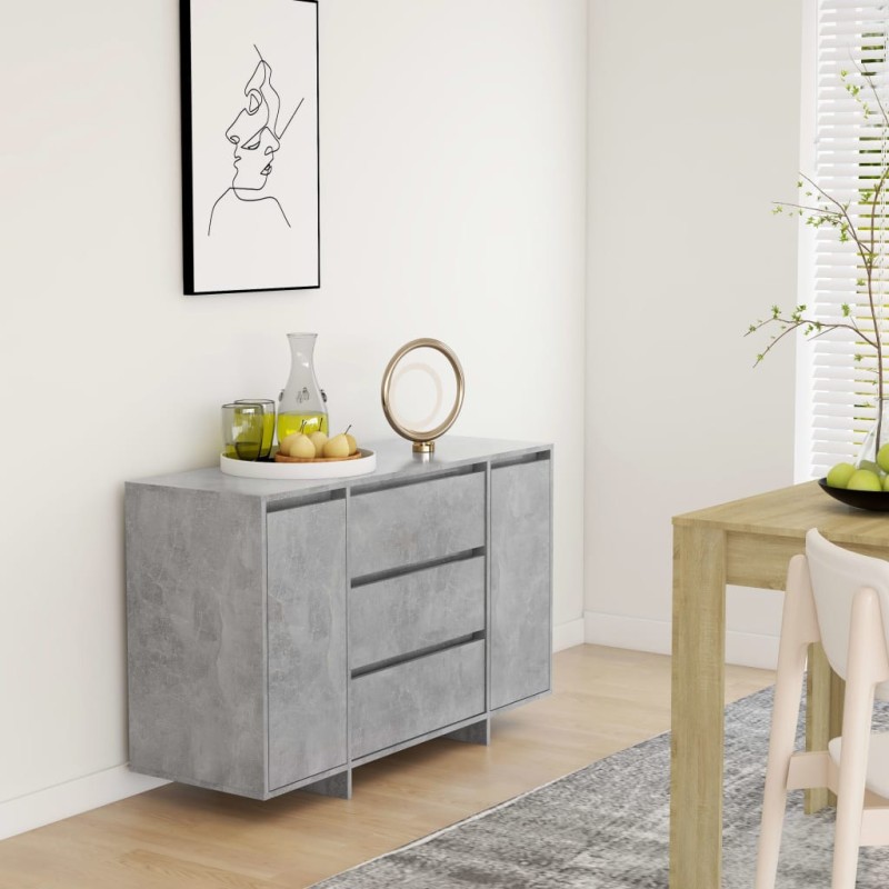 vidaXL Sideboard mit 3 Schubladen Betongrau 120x41x75 cm Holzwerkstoff vidaXL Sideboard mit 3 Schubladen Betongrau 120x41x75 cm Holzwerkstoff