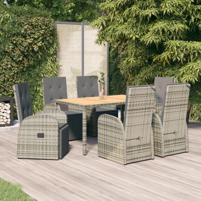 vidaXL 7-tlg. Garten-Essgruppe mit Kissen Grau Poly Rattan vidaXL 7-tlg. Garten-Essgruppe mit Kissen Grau Poly Rattan