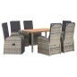 vidaXL 7-tlg. Garten-Essgruppe mit Kissen Grau Poly Rattan vidaXL 7-tlg. Garten-Essgruppe mit Kissen Grau Poly Rattan