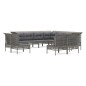 vidaXL 11-tlg. Garten-Lounge-Set mit Kissen Grau Poly Rattan vidaXL 11-tlg. Garten-Lounge-Set mit Kissen Grau Poly Rattan
