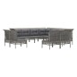 vidaXL 11-tlg. Garten-Lounge-Set mit Kissen Grau Poly Rattan vidaXL 11-tlg. Garten-Lounge-Set mit Kissen Grau Poly Rattan