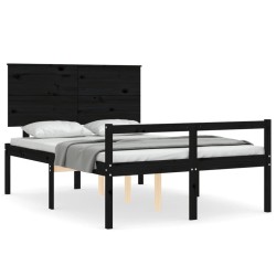 vidaXL Massivholzbett mit Kopfteil Schwarz 120x200 cm
