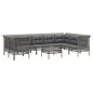 vidaXL 9-tlg. Garten-Lounge-Set mit Kissen Grau Poly Rattan vidaXL 9-tlg. Garten-Lounge-Set mit Kissen Grau Poly Rattan
