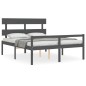 vidaXL Massivholzbett mit Kopfteil Grau 160x200 cm vidaXL Massivholzbett mit Kopfteil Grau 160x200 cm