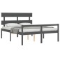 vidaXL Massivholzbett mit Kopfteil Grau 160x200 cm vidaXL Massivholzbett mit Kopfteil Grau 160x200 cm