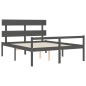 vidaXL Massivholzbett mit Kopfteil Grau 160x200 cm vidaXL Massivholzbett mit Kopfteil Grau 160x200 cm