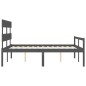 vidaXL Massivholzbett mit Kopfteil Grau 160x200 cm vidaXL Massivholzbett mit Kopfteil Grau 160x200 cm