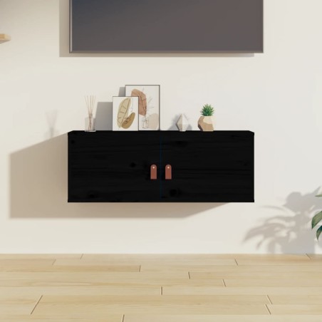 vidaXL Wandschrank Schwarz 80x30x30 cm Massivholz Kiefer