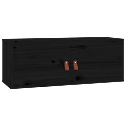 vidaXL Wandschrank Schwarz 80x30x30 cm Massivholz Kiefer